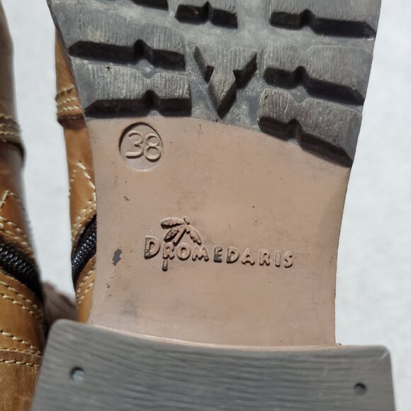 DROMEDARIS Kenza Ankle Boots Booties Leather Cut Out Rustic Brown Women 38EU 7US - Picture 12 of 14